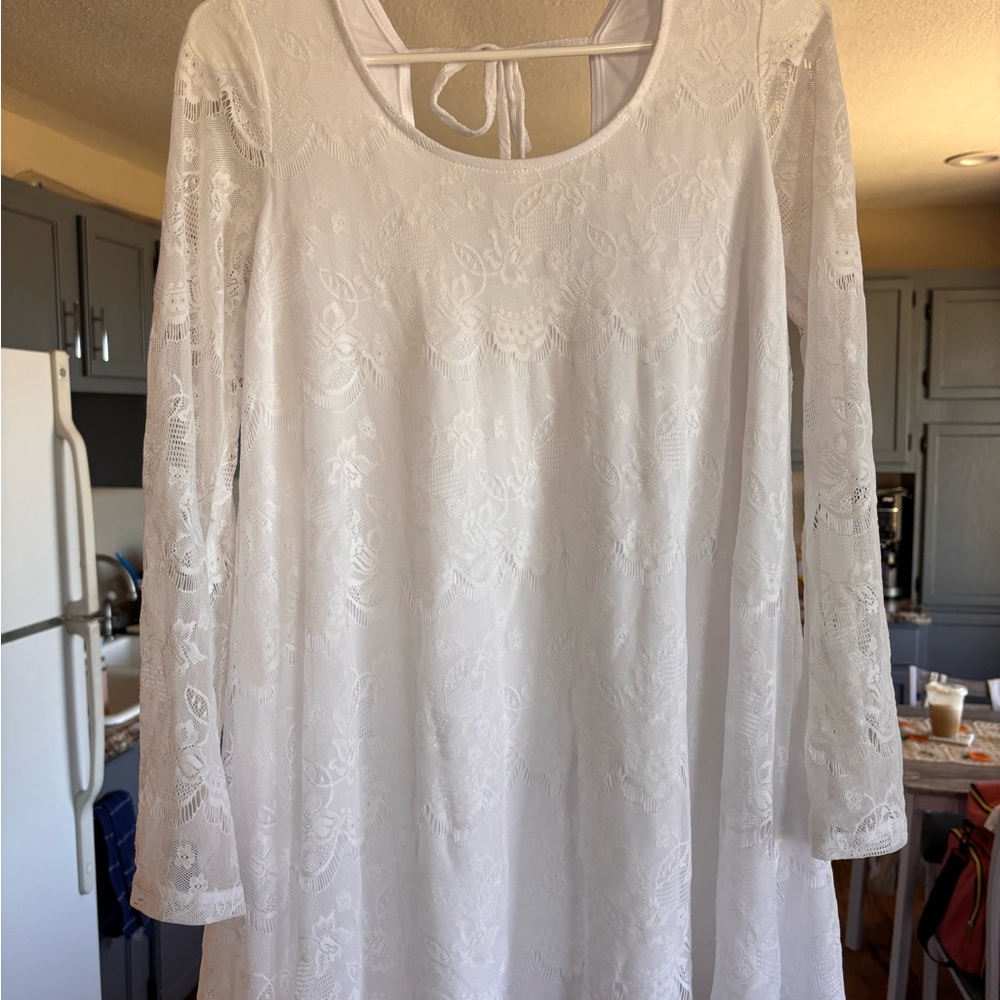 Altar'd State White Lace Long Sleeve Dress